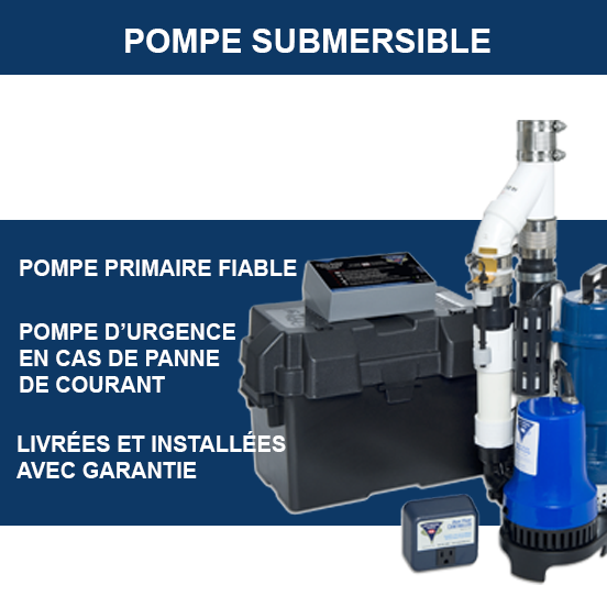 Installation de pompe à puisard submersible et de systèmes de pompes de secours en cas de panne électrique Pompe submersible à puisard